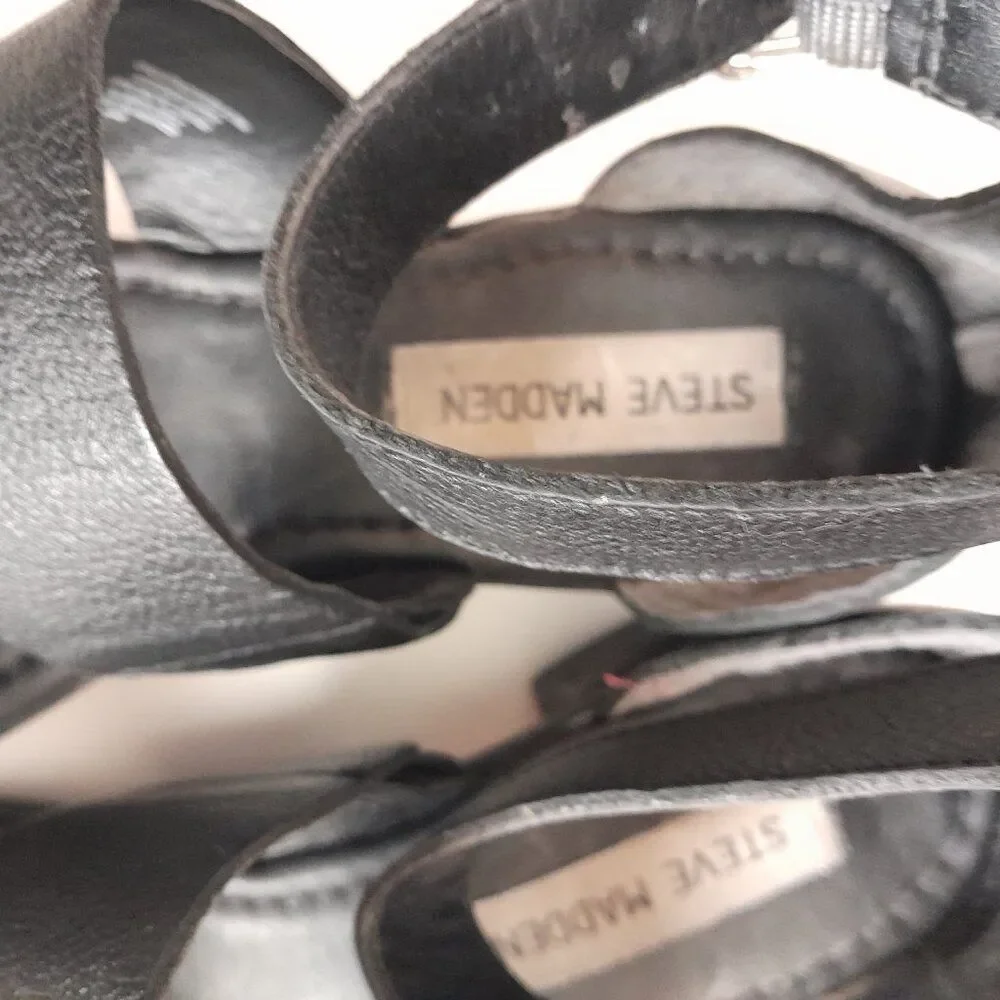 Women Steven Madden Shoes Black Strappy Heel Size 6.5M
